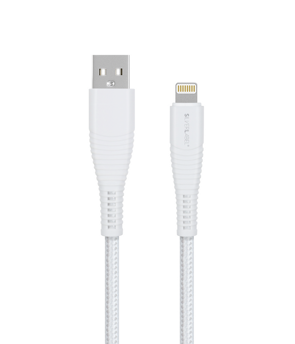 Braided Lightning to USB-A Charge Cable 2m - White
