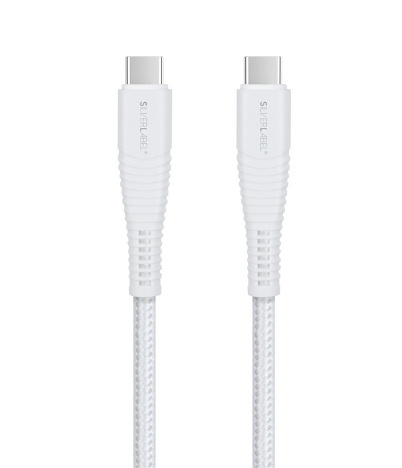 Braided USB-C to USB-C Charge Cable 2m - White