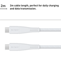 Braided USB-C to USB-C Charge Cable 2m - White