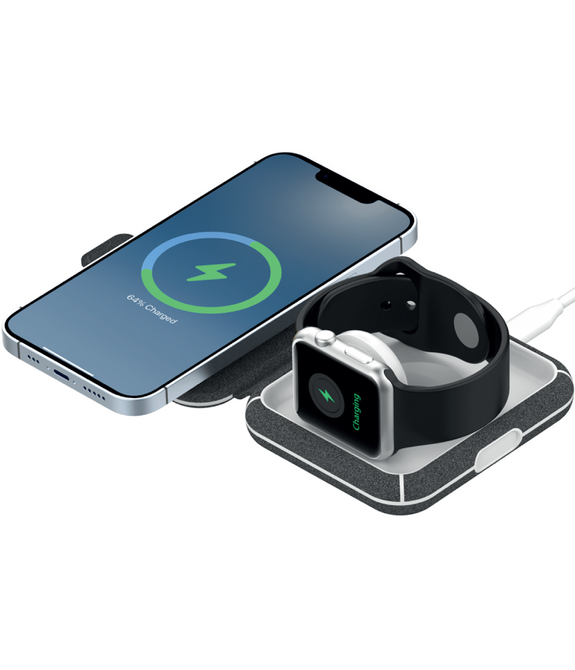 SilverLabel Dual Wireless Magnetic Travel Charger - Grey