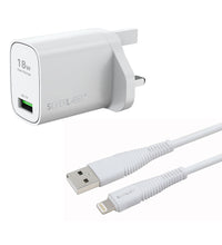 18W USB-A Wall Charger & Lightning Cable - White