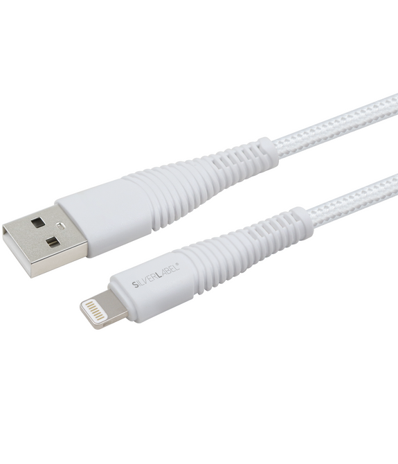 Braided Lightning to USB-A Charge Cable 2m - White