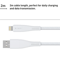 Braided Lightning to USB-A Charge Cable 2m - White