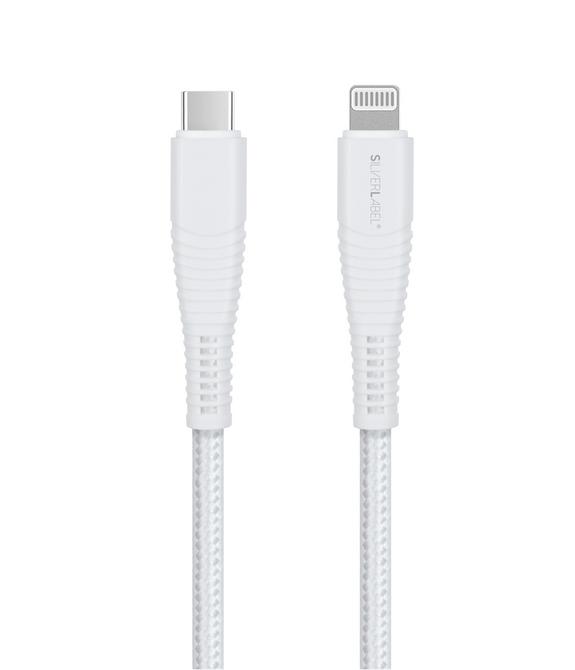 Braided Lightning to USB-C Charge Cable 2m - White