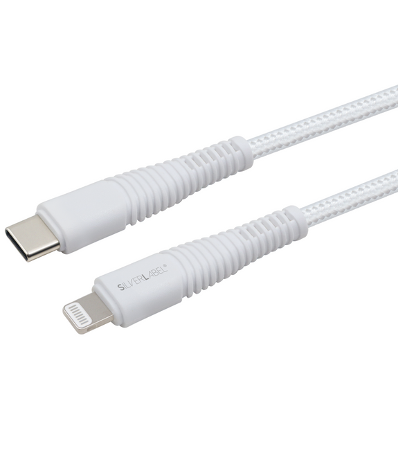 Braided Lightning to USB-C Charge Cable 2m - White