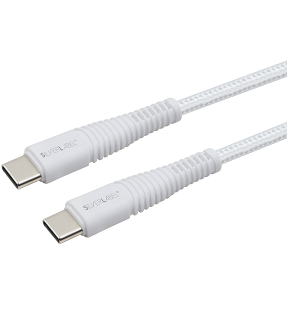 Braided USB-C to USB-C Charge Cable 2m - White