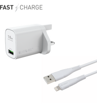 18W USB-A Wall Charger & Lightning Cable - White